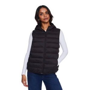 George - Packable Black Puffer Vest with Hood - XL